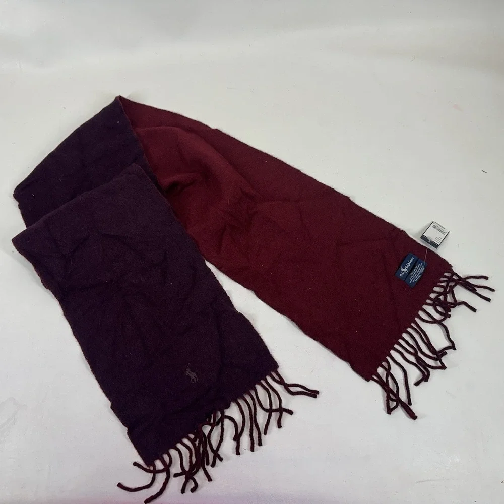 Polo Ralph Lauren‎ Solid Wool Blend Scarf Burgundy Wine Purple 63